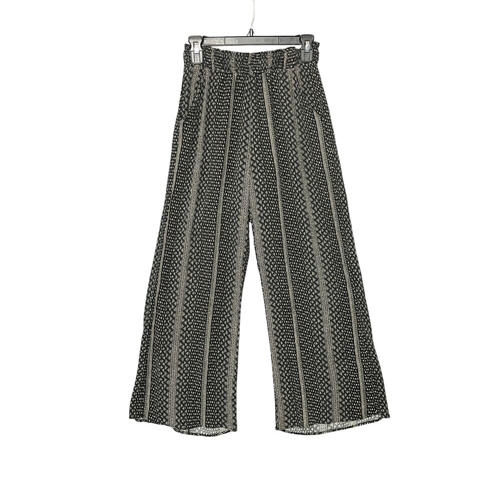 Boho Geometric Flowy Wide Leg Palazzo Pants Size Small Pockets‎ Casual Chic
